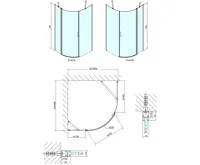 POLYSAN ZOOM čtvrtkruhová sprchová zástěna 900x900mm, čiré sklo, levá (15)