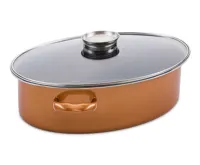 Delimano Oválný pekáč se skleněnou poklicí Delimano Stone Legend CopperLUX