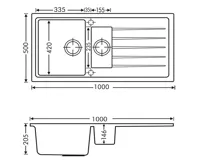 GRANISIL VIVALDI 1000.10 Granitový dřez s odkapem a vaničkou, černý (2)