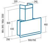 CATA Odsavač par CATA GOYA Nerez černé sklo 900mm (1)