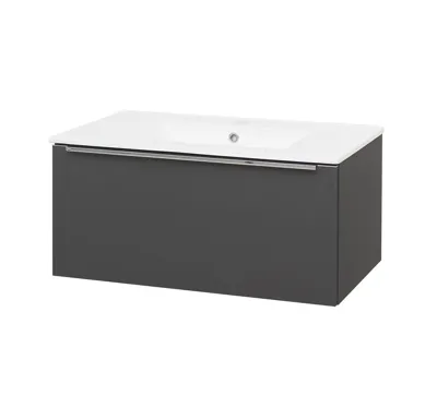 Mailo, koupelnová skříňka s keramickým umyvadlem, antracit, 1 zásuvka, 810x470x480 mm