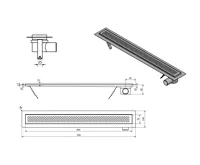 AQUALINE KROKUS nerezový podlahový žlab s roštem, L-960, DN50 (2)