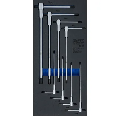 BGS Vložka do dílenského vozíku 1/3: sada šroubováků s kluznou rukojetí tvaru T,  vnitřní šest