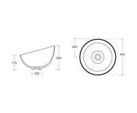 SAPHO DOME OBLIQUO keramické umyvadlo na desku vysoké, Ø 44,5cm, bílá (4)