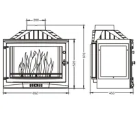 HS Flamingo Uniflam 700 SELENIC Krbová vložka - levé prosklení 601-723 (2)