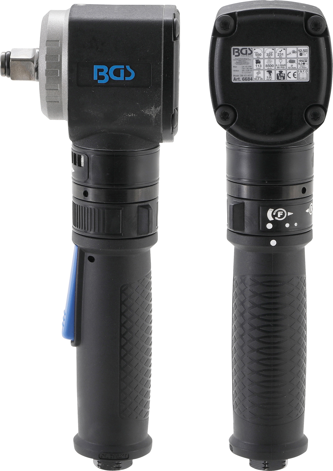 Bgs pneumatický rázový utahovák, zahnutý, 12,5 mm (1/2“), 550 nm