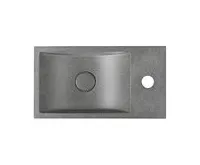 SAPHO CREST R betonové umývátko, nástěnné, včetně výpusti, 40x22cm, černý granit (1)