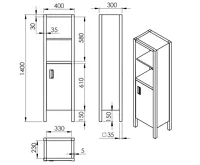 SAPHO BRAND doplňková skříňka 40x140x30cm, pravá, mořený smrk (6)