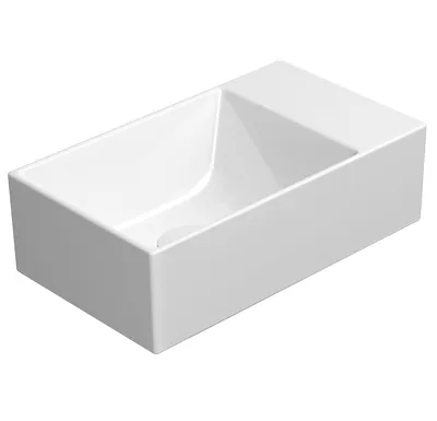GSI KUBE X keramické umývátko 40x23cm, broušená spodní hrana, bez otvoru, pravé/levé, bílá ExtraGlaze