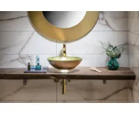SAPHO SHAY skleněné umyvadlo na desku Ø 42cm, zlatá (3)