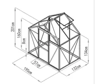 Zahradní skleník DEMETER A101-A 2,51m2 alu 201x190x132 cm PC 4 mm + základna IWH-10270001 (6)