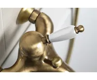 SAPHO KIRKÉ WHITE nástěnná vanová baterie, bílá páčka, bronz (6)