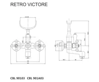 Vanová nástěnná baterie, Retro Viktorie, 150 mm, bez příslušenství, chrom (1)