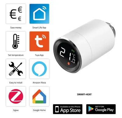 TUYA / SmartLife Termostatický radiátorový ventil SMART-HEAT10 Inteligentní Zigbee