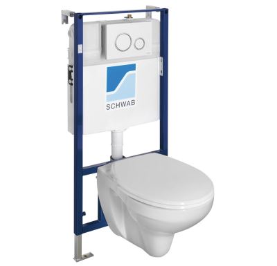 Závěsné WC TAURUS s podomítkovou nádržkou a tlačítkem Schwab, bílá