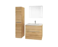 Mailo, koupelnová skříňka s keramickým umyvadlem, dub, 4 zásuvky, 1210x700x480 mm (10)