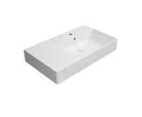 GSI KUBE X keramické umyvadlo 80x47cm, s odkládací plochou vlevo, broušená spodní hrana, bílá mat