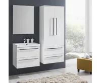 Koupelnová skříňka, umyvadlo litý mramor 60 cm,  bílá/bílá (7)