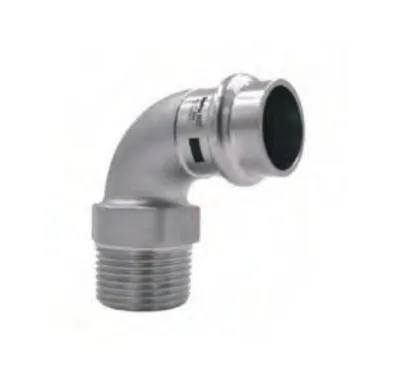 Nerezové lisovací koleno přechodové 90° - 22 x 3/4" - pro topení i pitnou vodu