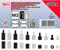 BGS Šrouby pro distanční prvky a šestihranných matic, nylon, 300dílná BGS Šrouby pro distanční prvky a šestihranných matic, nylon, 300dílná