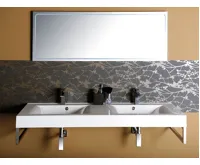 SAPHO FLAVIA dvojumyvadlo, litý mramor, 160x50cm, bílá (5)