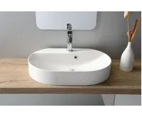 SAPHO HELEN umyvadlo na desku, litý mramor, 63x43cm, bílá (5)