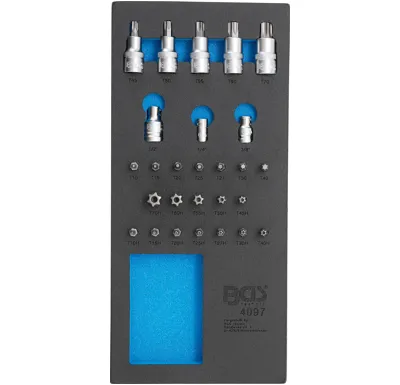 BGS Vložka do dílenského vozíku 1/3: sada bitů a nástrčných hlavic, 27dílná