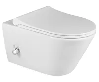 SAPHO AVVA CLEANWASH závěsná WC mísa, integrovaná baterie a bidet. sprška, Rimless, 35,5x53cm, bílá (6)