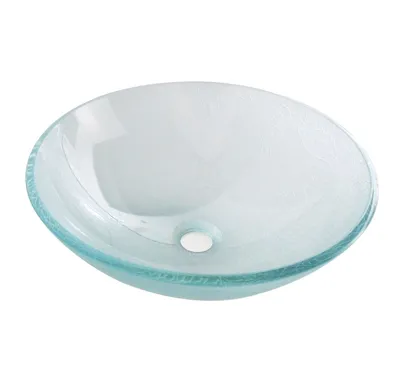 SAPHO ICE skleněné umyvadlo na desku Ø 42cm, čirá s pískováním