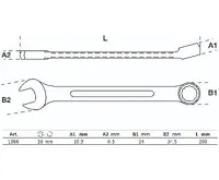 BGS Klíč očkoplochý 16 mm, 15° vyhnutý, DIN 3113A ,chrom vanadium (1)