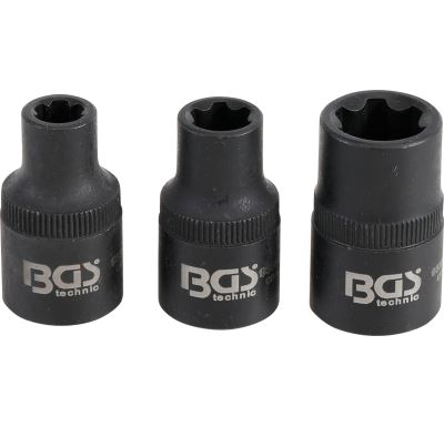 BGS Hlavice nástrčné 1/2" Ribe M6S, M8S, M12S, sada 3 díly