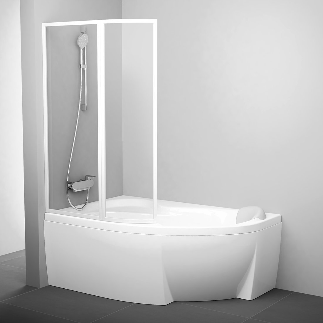 Ravak vanová zástěna vsk2 rosa 150 l bílá+transparent