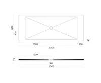 GSI Keramická sprchová vanička, obdélník 200x80x2cm, bílá mat (2)