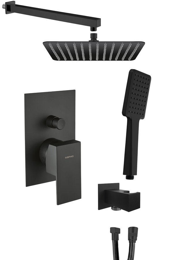 SAPHO LATUS podomítkový sprchový set s pákovou baterií, 2 výstupy, černá mat