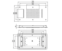 SAPHO Stropní sprcha do podhledu se dvěma kaskádami, 700x380mm, nerez lesk (4)