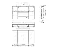 SAPHO MIRRÓ galerka s LED osvětlením, 3x dvířka, 120x70x16cm, bílá (6)
