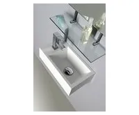 SAPHO AMAROK umývátko, litý mramor, 40x22cm, baterie vlevo, bílá (1)