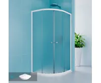 Sprchový set z Kory Lite, čtvrtkruh, 90 cm, bílý ALU, sklo Grape a vysoké SMC vaničky (4)