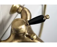 SAPHO KIRKÉ BLACK nástěnná vanová baterie, černá páčka, bronz (6)