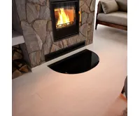 Sklo pod kamna - FLAMINGO Oblouk 700x450 mm, černé, fazeta / R350 / 6 mm