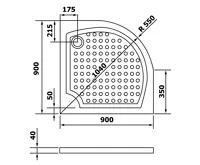 GELCO VIVA90 sprchová vanička z litého mramoru, čtvrtkruh, 90x90cm, R550, bílá (5)
