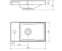 SAPHO AGOS umývátko, litý mramor, 40x22cm, levé/pravé, bílá (10)