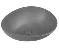 SAPHO PUNC betonové umyvadlo na desku, včetně výpusti, 53x39cm, černý granit