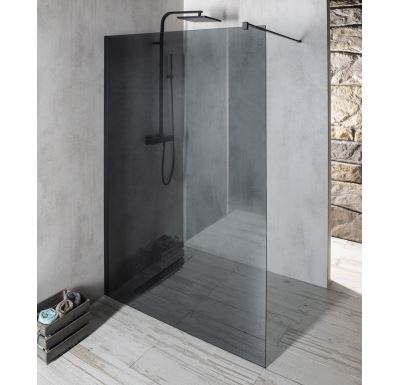 GELCO VARIO BLACK jednodílná sprchová zástěna k instalaci ke stěně, kouřové sklo, 1100 mm