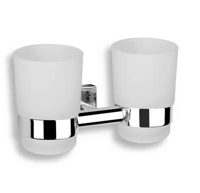 NOVASERVIS Dvojitý držák kartáčků a pasty sklo Titania Elis chrom - 66457,0