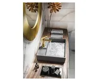 SAPHO QUADRADO betonové umyvadlo včetně výpusti, 46x46cm, černý granit (1)