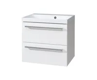 Koupelnová skříňka, umyvadlo litý mramor 60 cm,  bílá/bílá