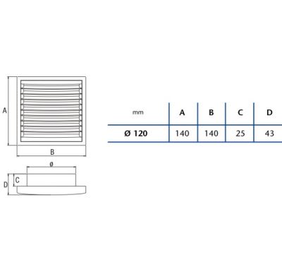 CATA Venkovní mřížka k ventilátoru B-12 - trvale otevřena