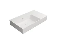GSI KUBE X keramické umyvadlo 80x47cm, s odkládací plochou vpravo, broušená spodní hrana, bez otvoru, bílá mat