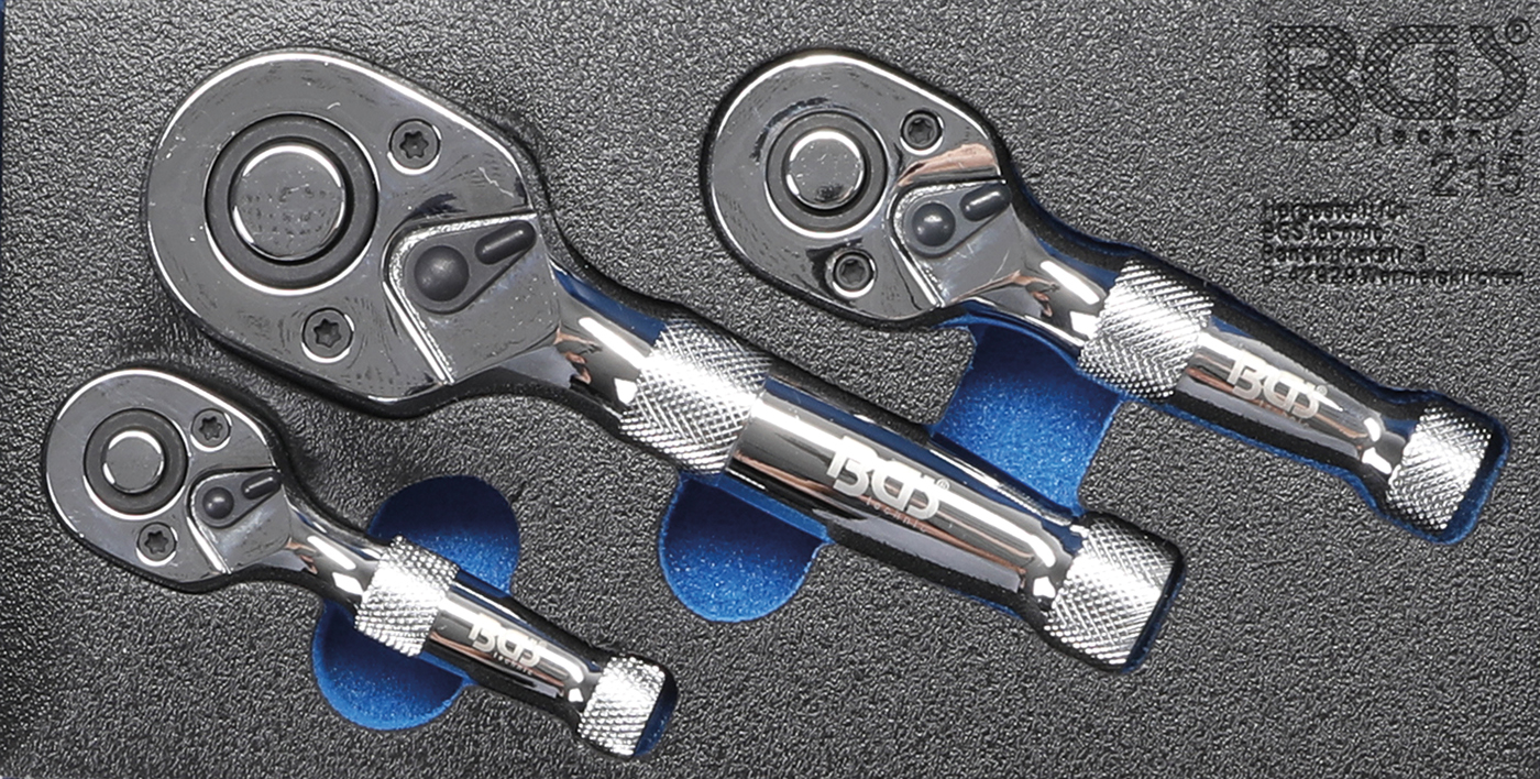 Bgs ráčny mini 1/4"-3/8"-1/2" přepínací, 72 zubů, sada 3 díly